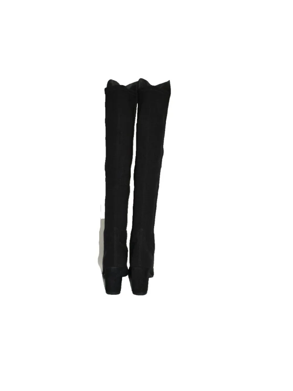 $850 Stuart Weitzman Carly Over The Knee Pointy Block Black Suede 6.5 (PC13)